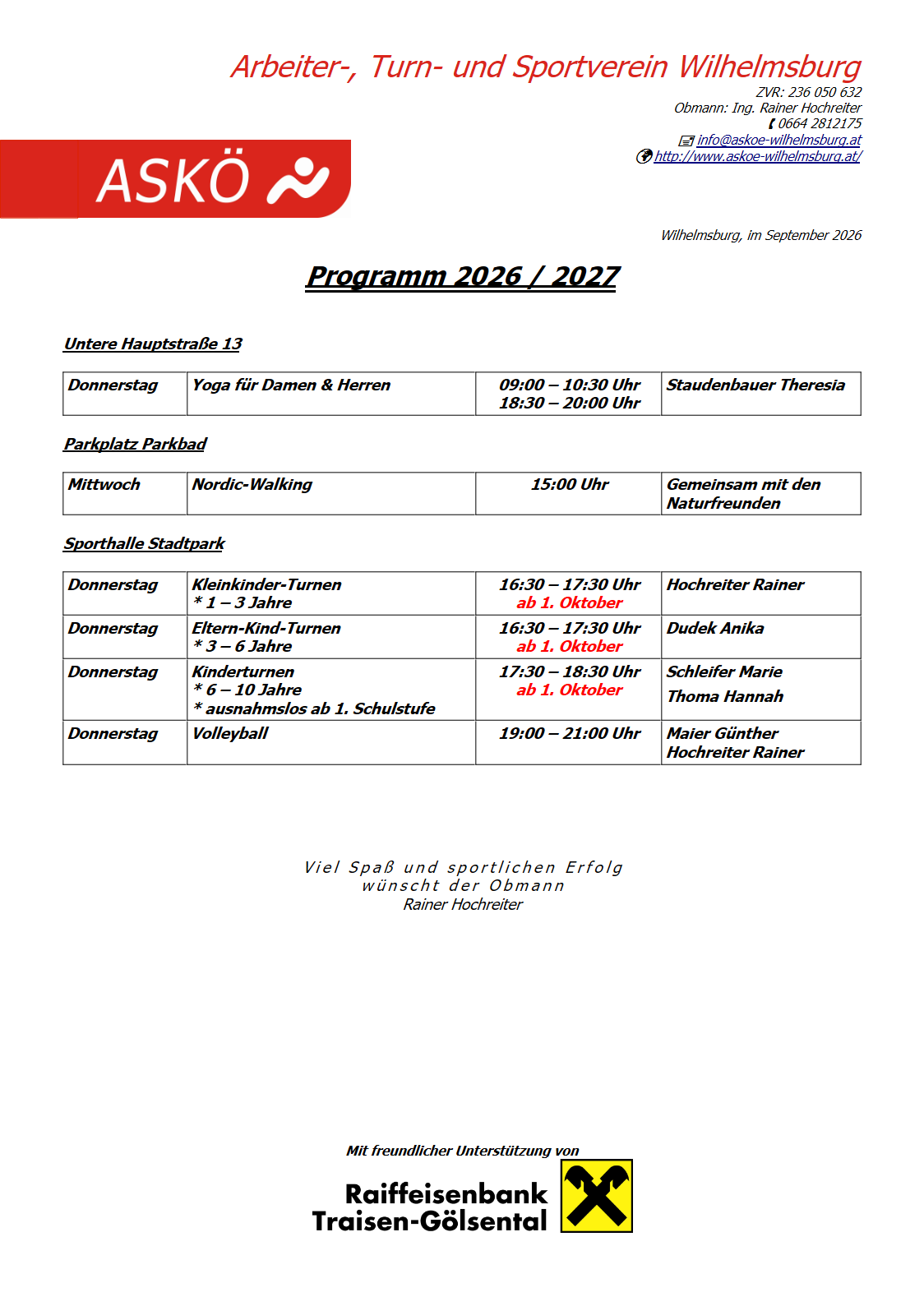 Turnplan 2026/2027